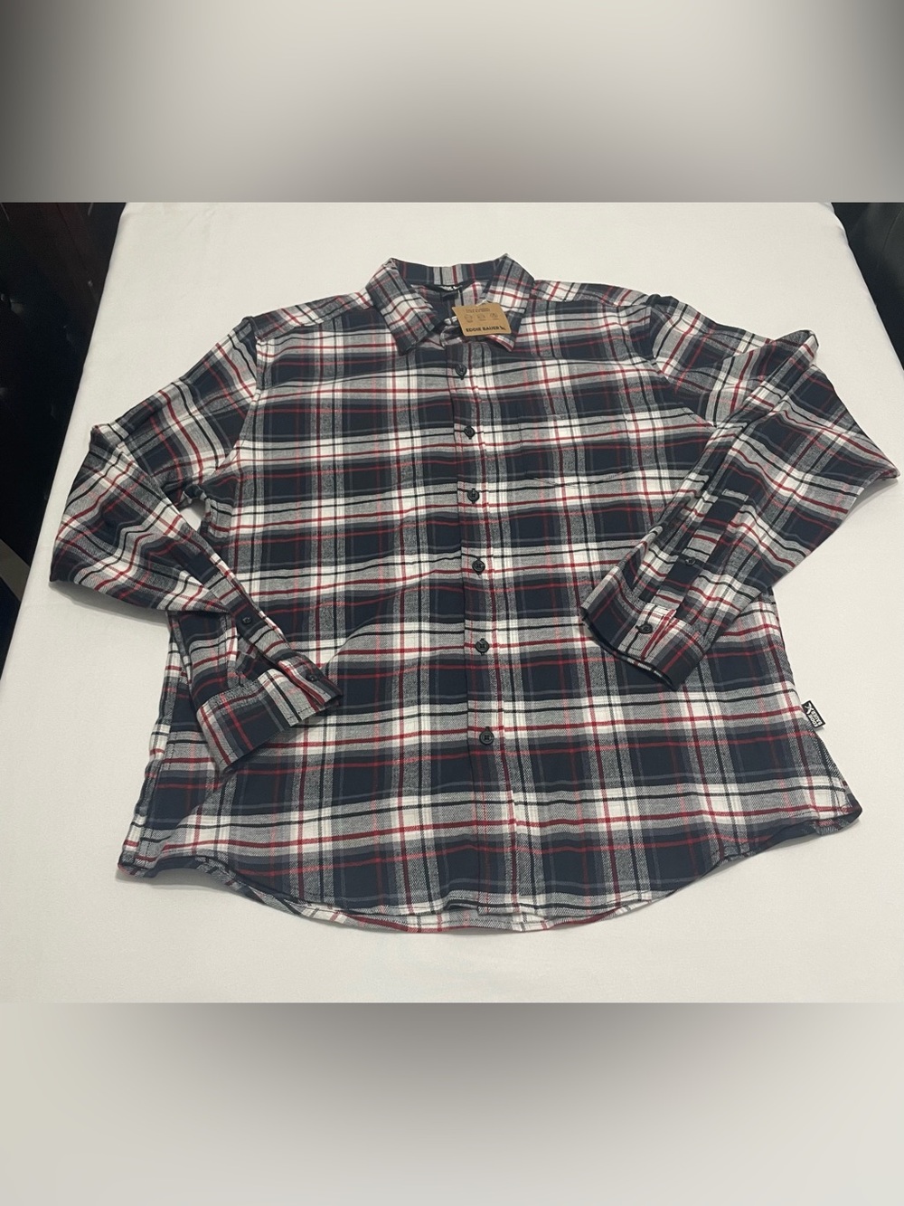 NWT Eddie Bauer Black, White & Red Plaid Button-Up Shirt